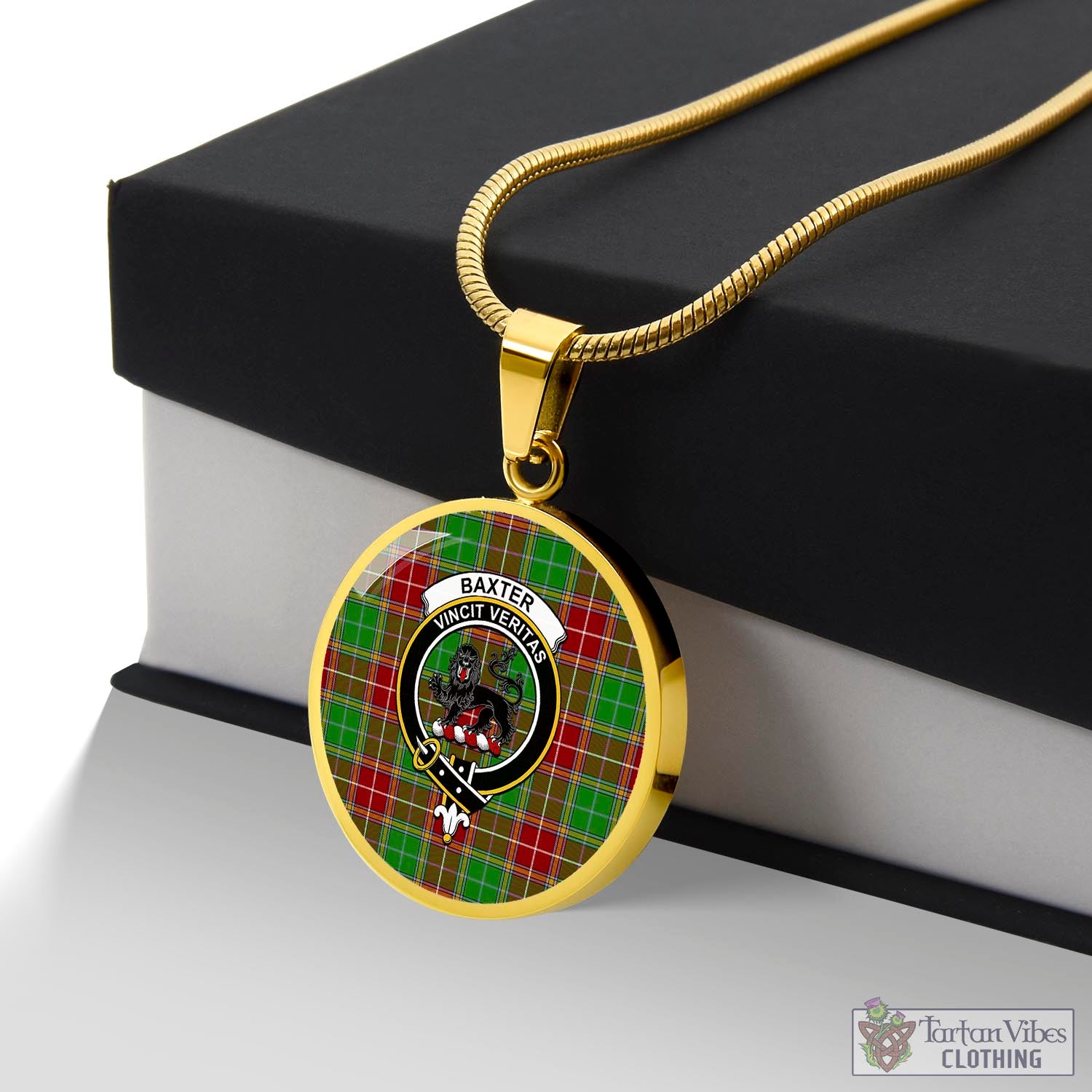 Tartan Vibes Clothing Baxter Modern Tartan Circle Necklace with Family Crest