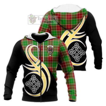 Baxter Modern Tartan Knitted Hoodie with Family Crest and Celtic Symbol Style