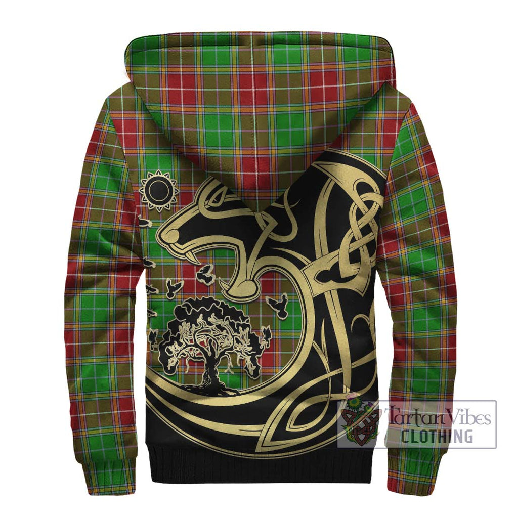 Baxter Modern Tartan Sherpa Hoodie with Family Crest Celtic Wolf Style - Tartan Vibes Clothing