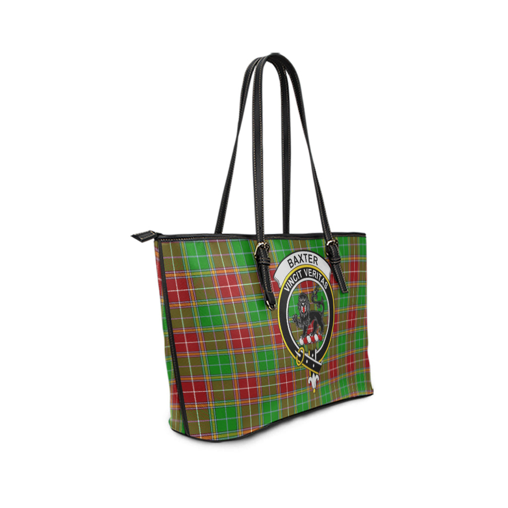 Baxter Modern Tartan Leather Tote Bag with Family Crest - Tartanvibesclothing