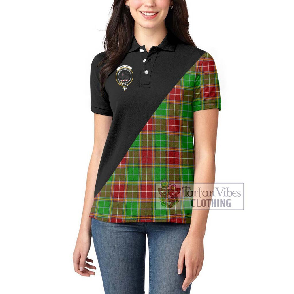 Baxter Modern Tartan Women's Polo Shirt with Family Crest and Military Logo Style - Tartanvibesclothing Shop