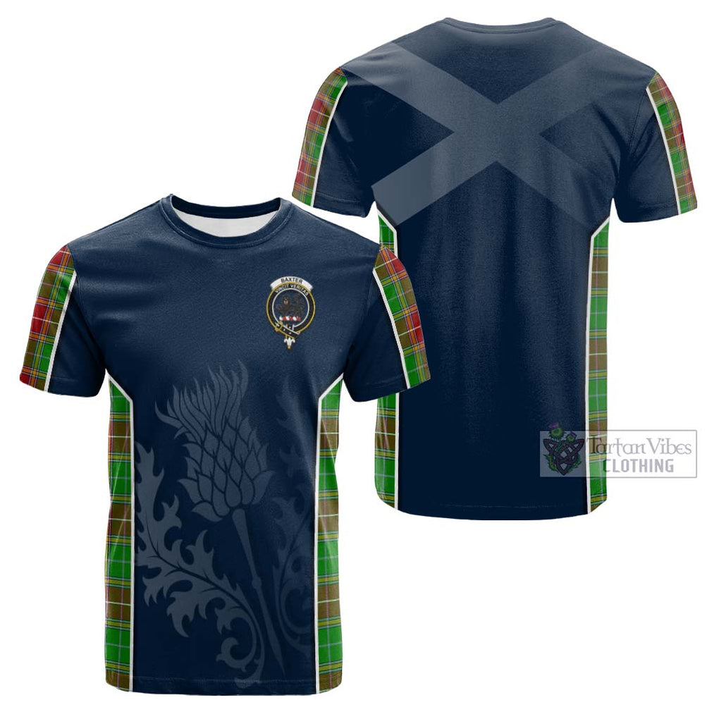 Tartan Vibes Clothing Baxter Modern Tartan Cotton T-shirt with Family Crest and Scottish Thistle Vibes Sport Style