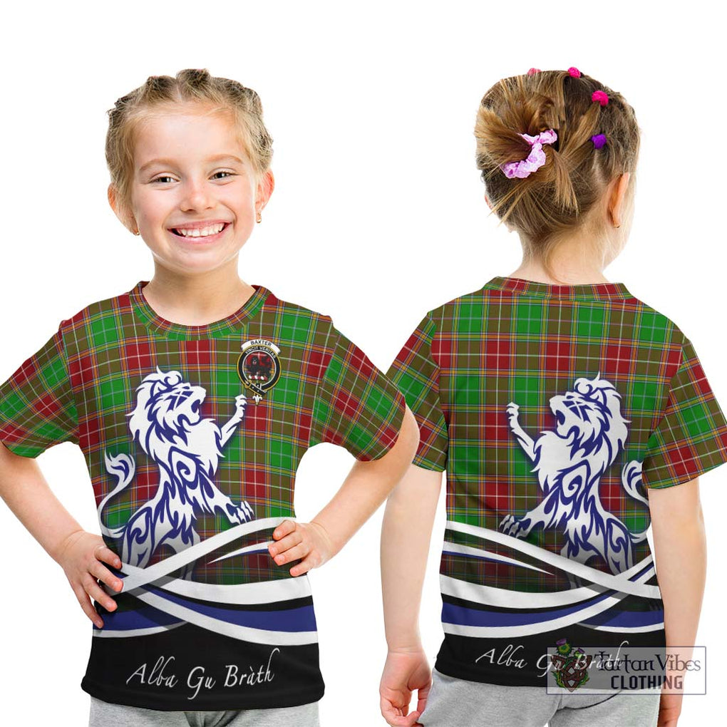 Baxter Modern Tartan Kid T-Shirt with Alba Gu Brath Regal Lion Emblem - Tartanvibesclothing Shop