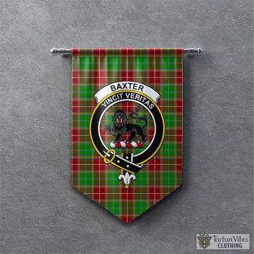 Baxter Modern Tartan Gonfalon, Tartan Banner with Family Crest