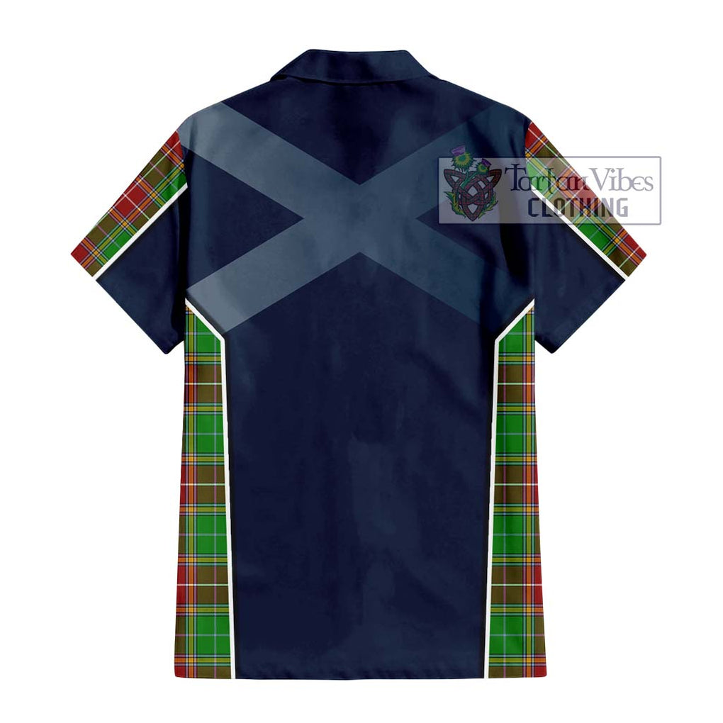 Baxter Modern Tartan Short Sleeve Button Shirt with Family Crest and Lion Rampant Vibes Sport Style - Tartan Vibes Clothing