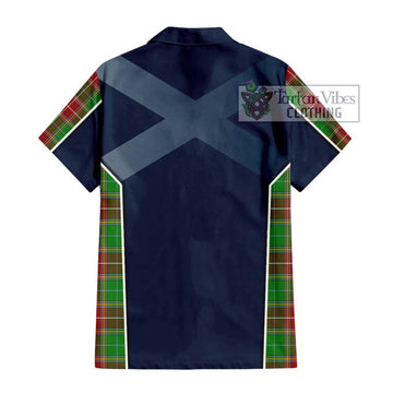 Baxter Modern Tartan Short Sleeve Button Shirt with Family Crest and Lion Rampant Vibes Sport Style