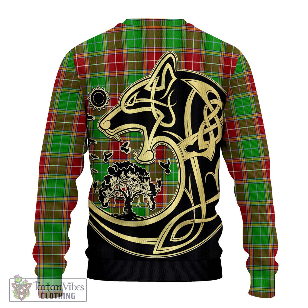 Baxter Modern Tartan Knitted Sweater with Family Crest Celtic Wolf Style - Tartan Vibes Clothing