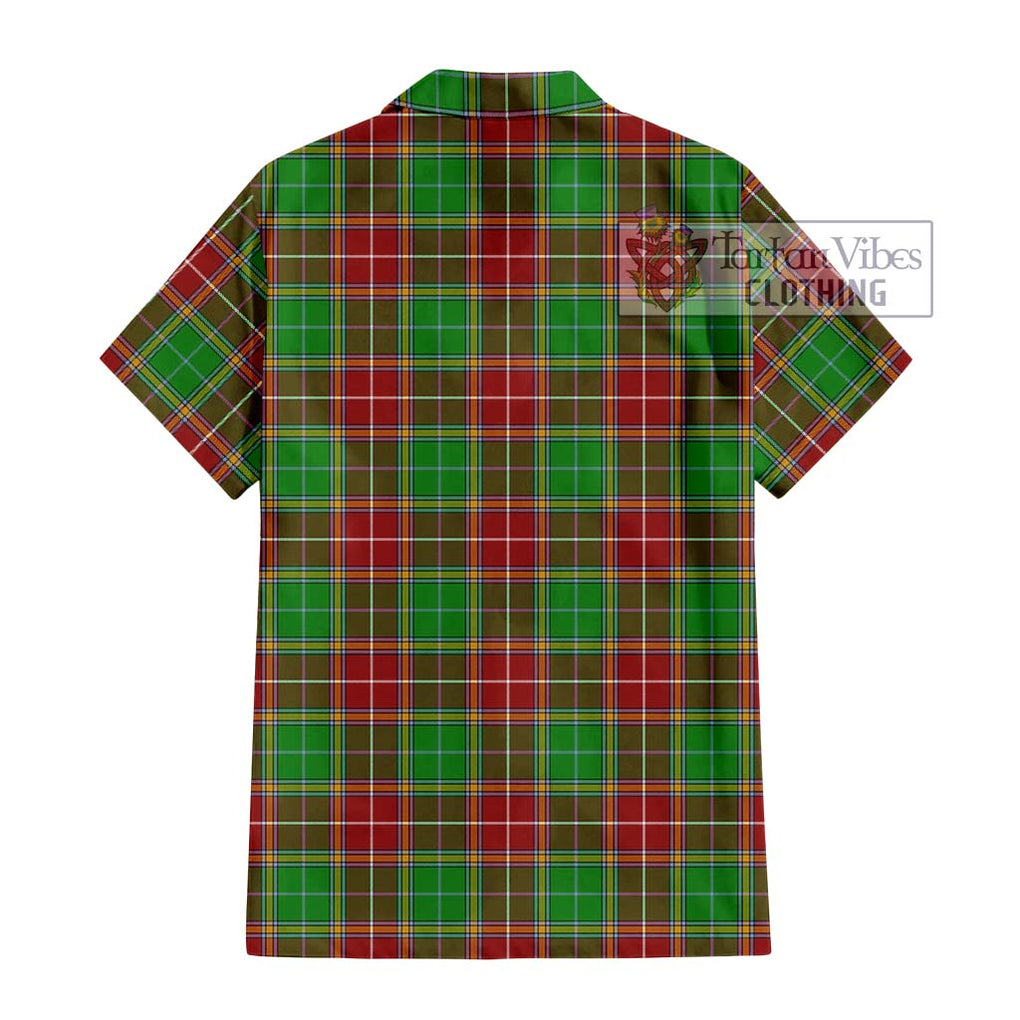 Baxter Modern Tartan Short Sleeve Button Shirt with Family Crest DNA In Me Style - Tartanvibesclothing Shop