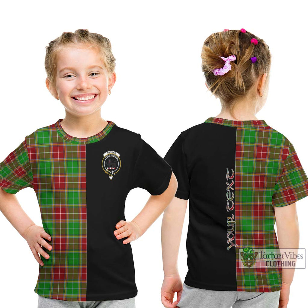 Baxter Modern Tartan Kid T-Shirt with Family Crest and Half Of Me Style - Tartanvibesclothing Shop