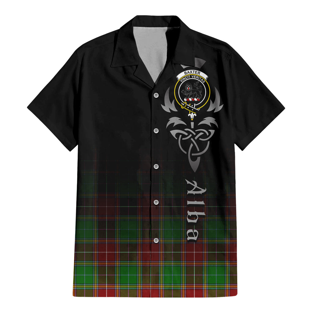 Tartan Vibes Clothing Baxter Modern Tartan Short Sleeve Button Up Featuring Alba Gu Brath Family Crest Celtic Inspired