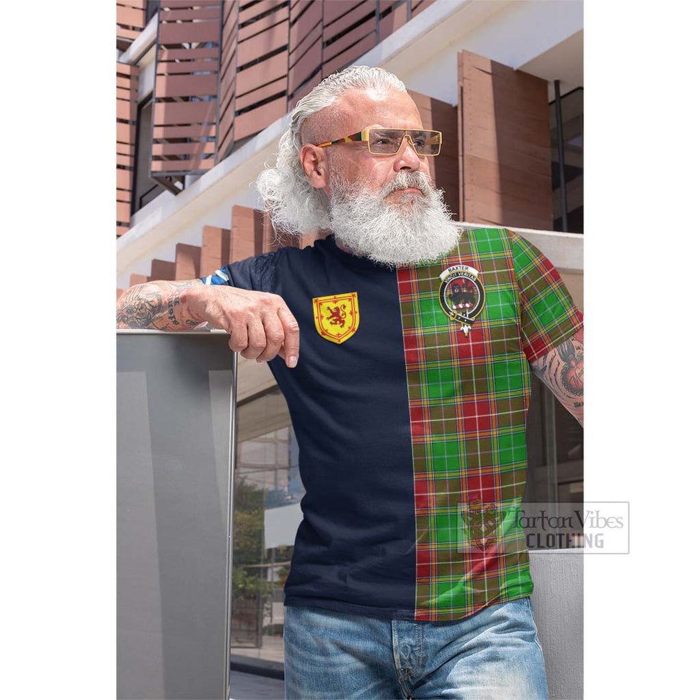 Tartan Vibes Clothing Baxter Modern Tartan Cotton T-shirt with Scottish Lion Royal Arm Half Style