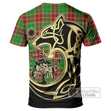 Baxter Modern Tartan T-Shirt with Family Crest Celtic Wolf Style