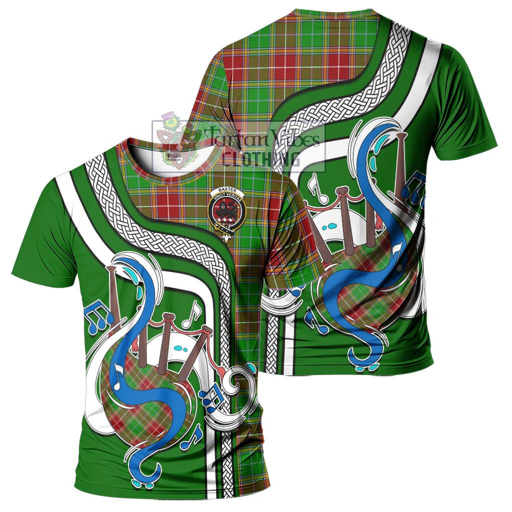 Baxter Modern Tartan T-Shirt with Epic Bagpipe Style - Tartanvibesclothing Shop