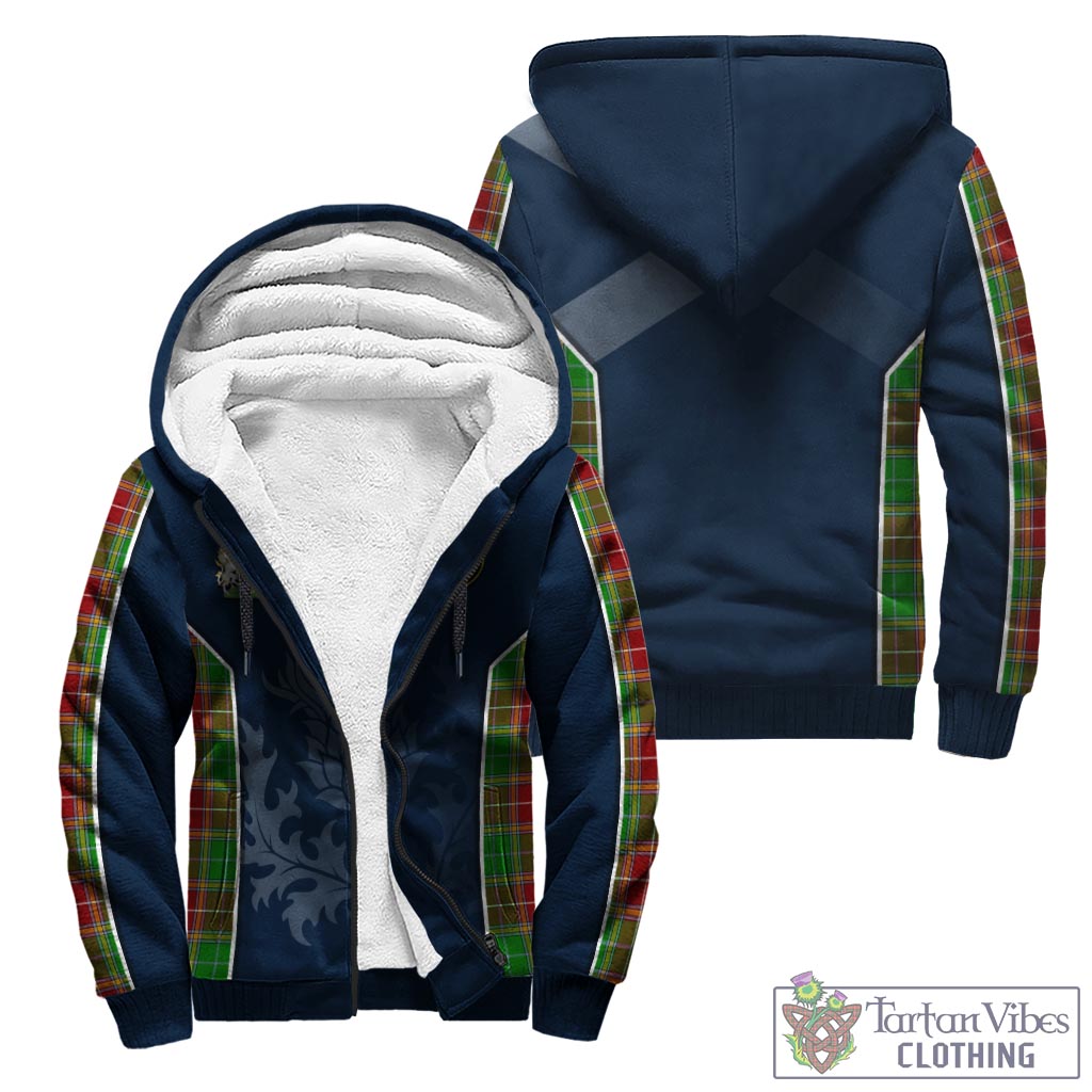 Tartan Vibes Clothing Baxter Modern Tartan Sherpa Hoodie with Family Crest and Scottish Thistle Vibes Sport Style