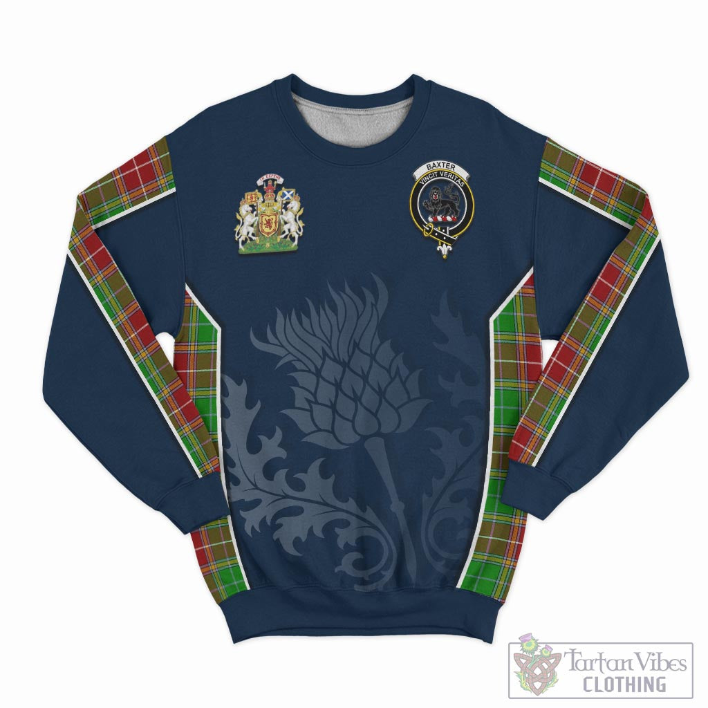 Tartan Vibes Clothing Baxter Modern Tartan Sweatshirt with Family Crest and Scottish Thistle Vibes Sport Style