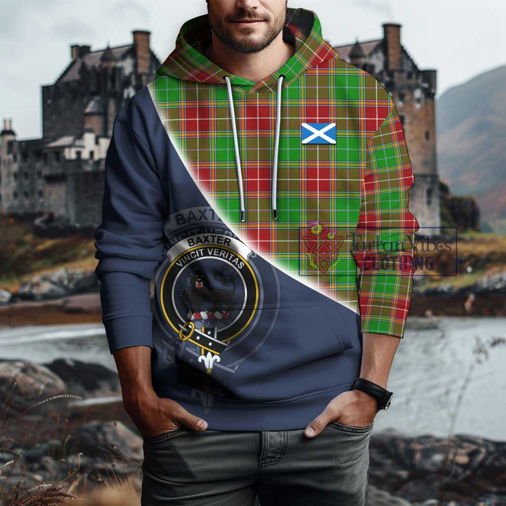 Baxter Modern Tartan Hoodie with Personalised National Flag and Family Crest Half Style - Tartanvibesclothing Shop