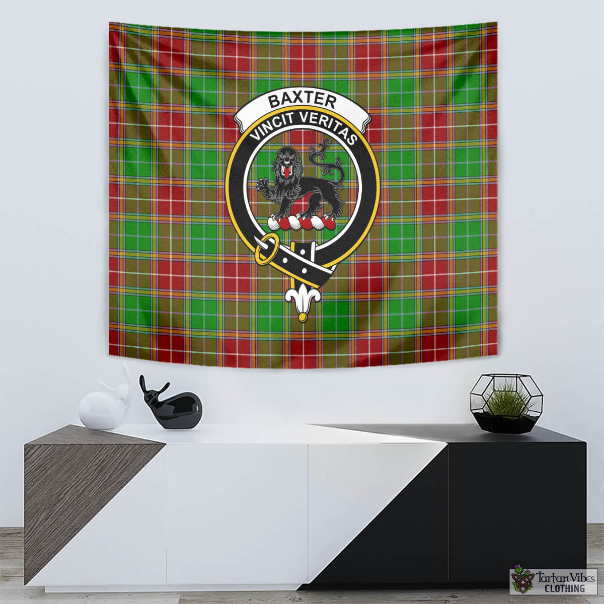 Tartan Vibes Clothing Baxter Modern Tartan Tapestry Wall Hanging and Home Decor for Room with Family Crest