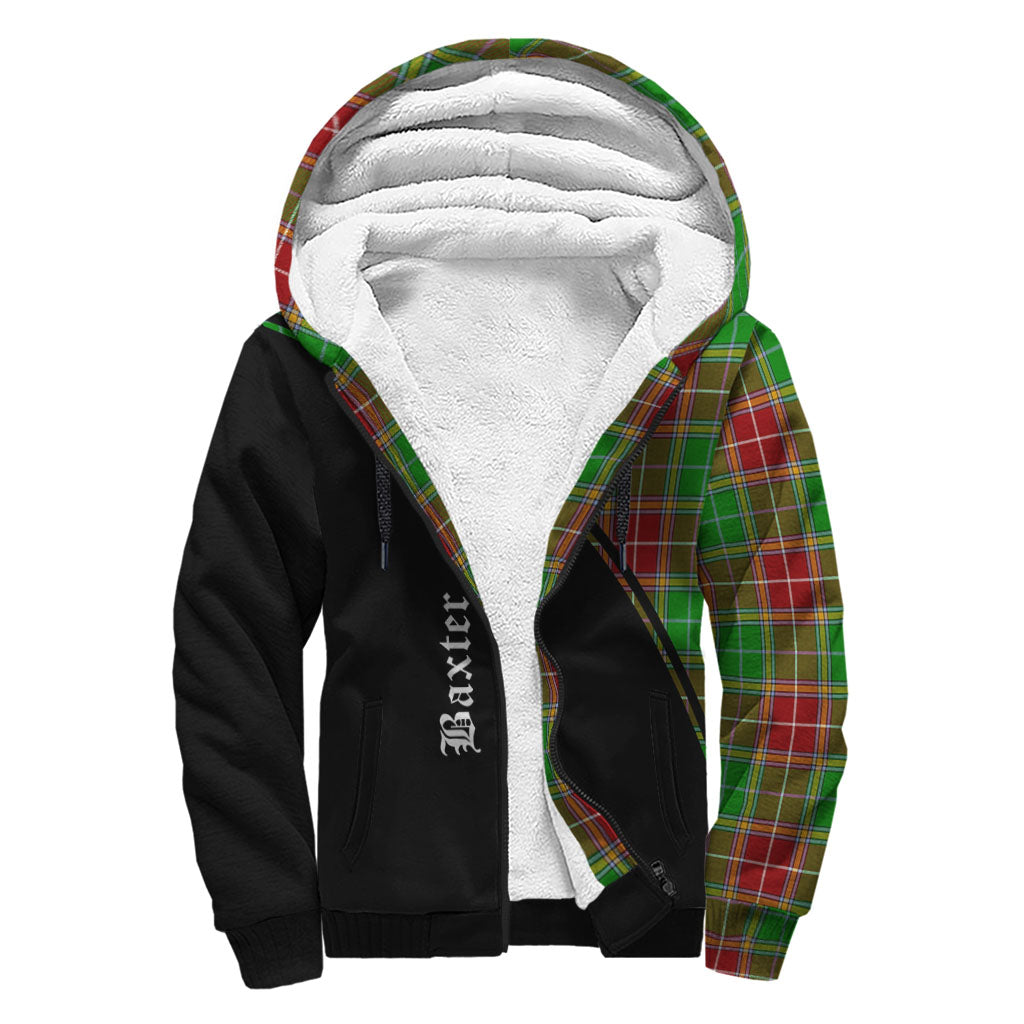 Baxter Modern Tartan Sherpa Hoodie with Family Crest Curve Style - Tartanvibesclothing