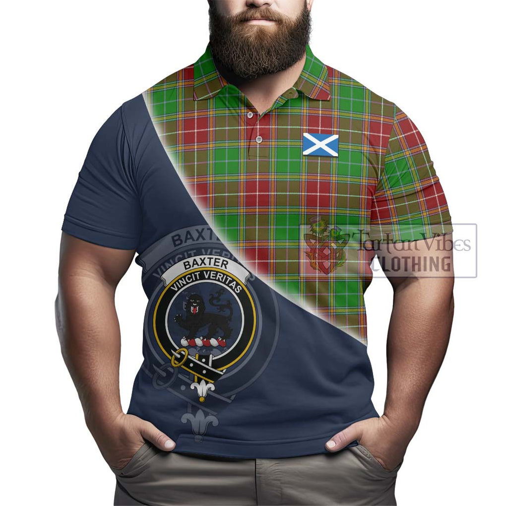 Baxter Modern Tartan Polo Shirt with Personalised National Flag and Family Crest Half Style - Tartanvibesclothing Shop