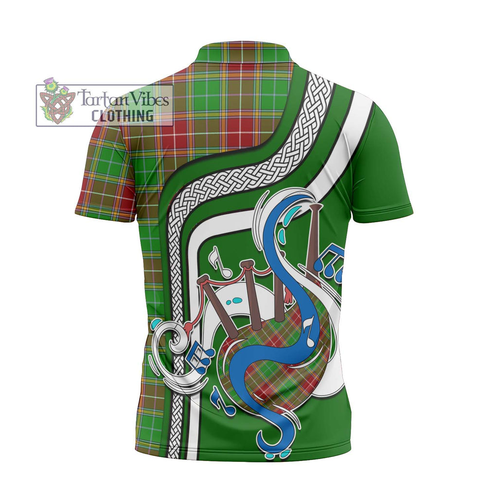 Baxter Modern Tartan Zipper Polo Shirt with Epic Bagpipe Style - Tartanvibesclothing Shop