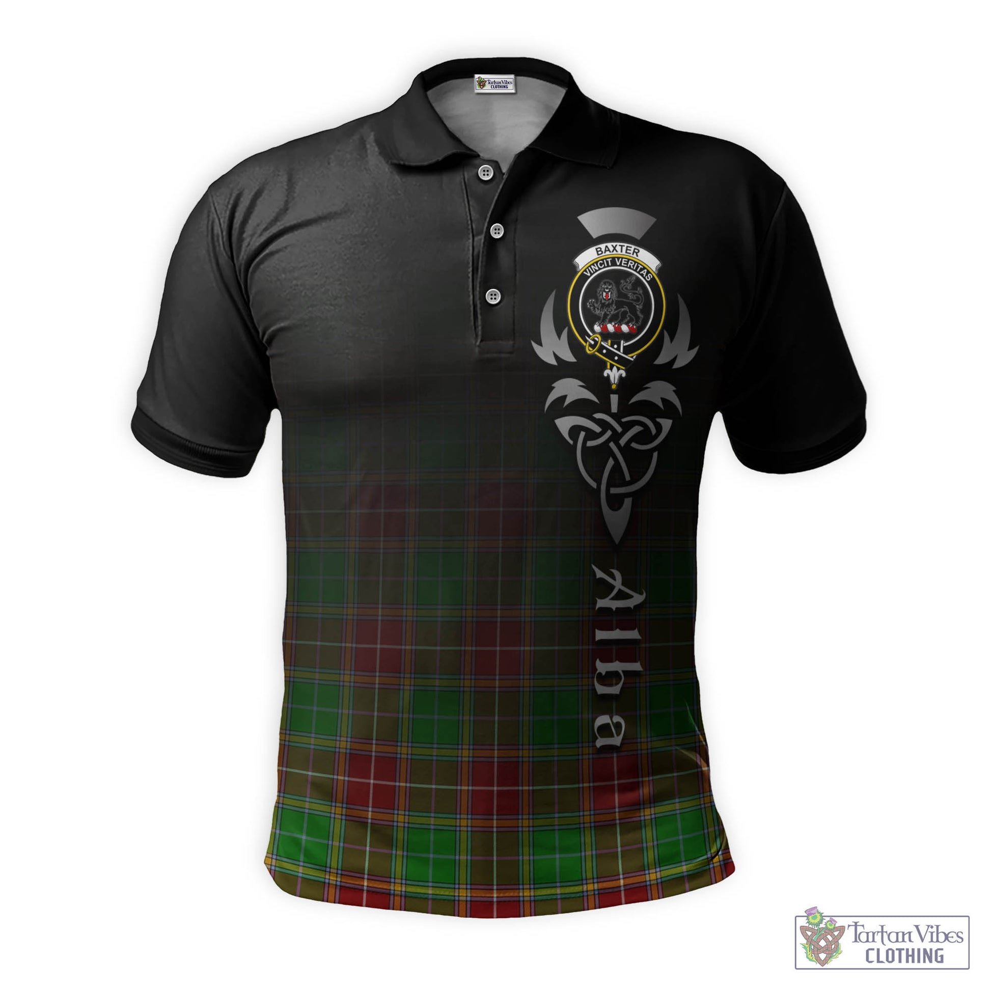 Tartan Vibes Clothing Baxter Modern Tartan Polo Shirt Featuring Alba Gu Brath Family Crest Celtic Inspired