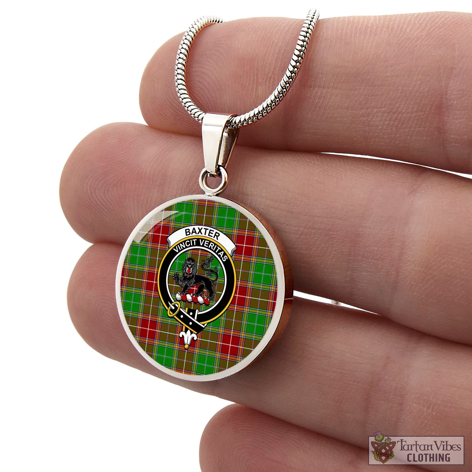 Tartan Vibes Clothing Baxter Modern Tartan Circle Necklace with Family Crest