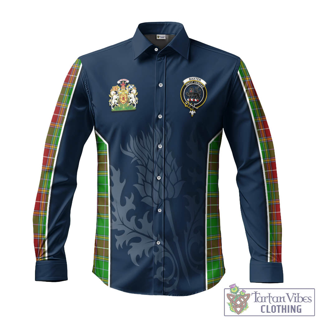 Tartan Vibes Clothing Baxter Modern Tartan Long Sleeve Button Up Shirt with Family Crest and Scottish Thistle Vibes Sport Style