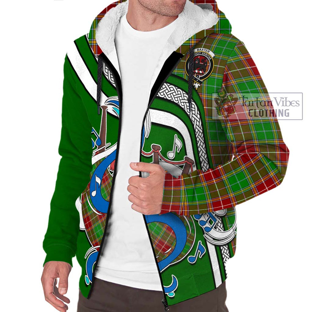 Baxter Modern Tartan Sherpa Hoodie with Epic Bagpipe Style Unisex - Tartanvibesclothing Shop