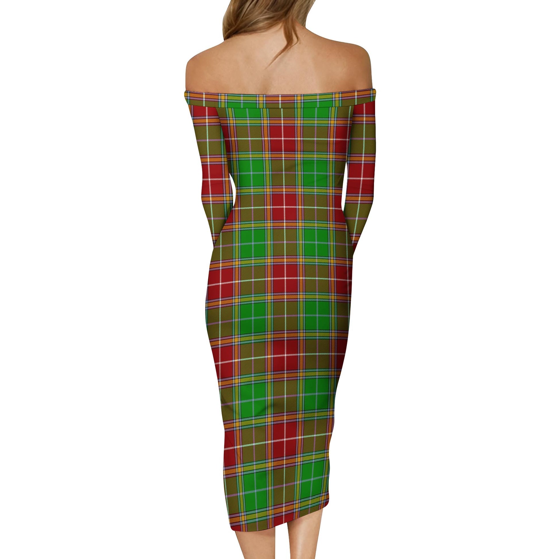 Baxter Modern Tartan Off Shoulder Lady Dress - Tartanvibesclothing