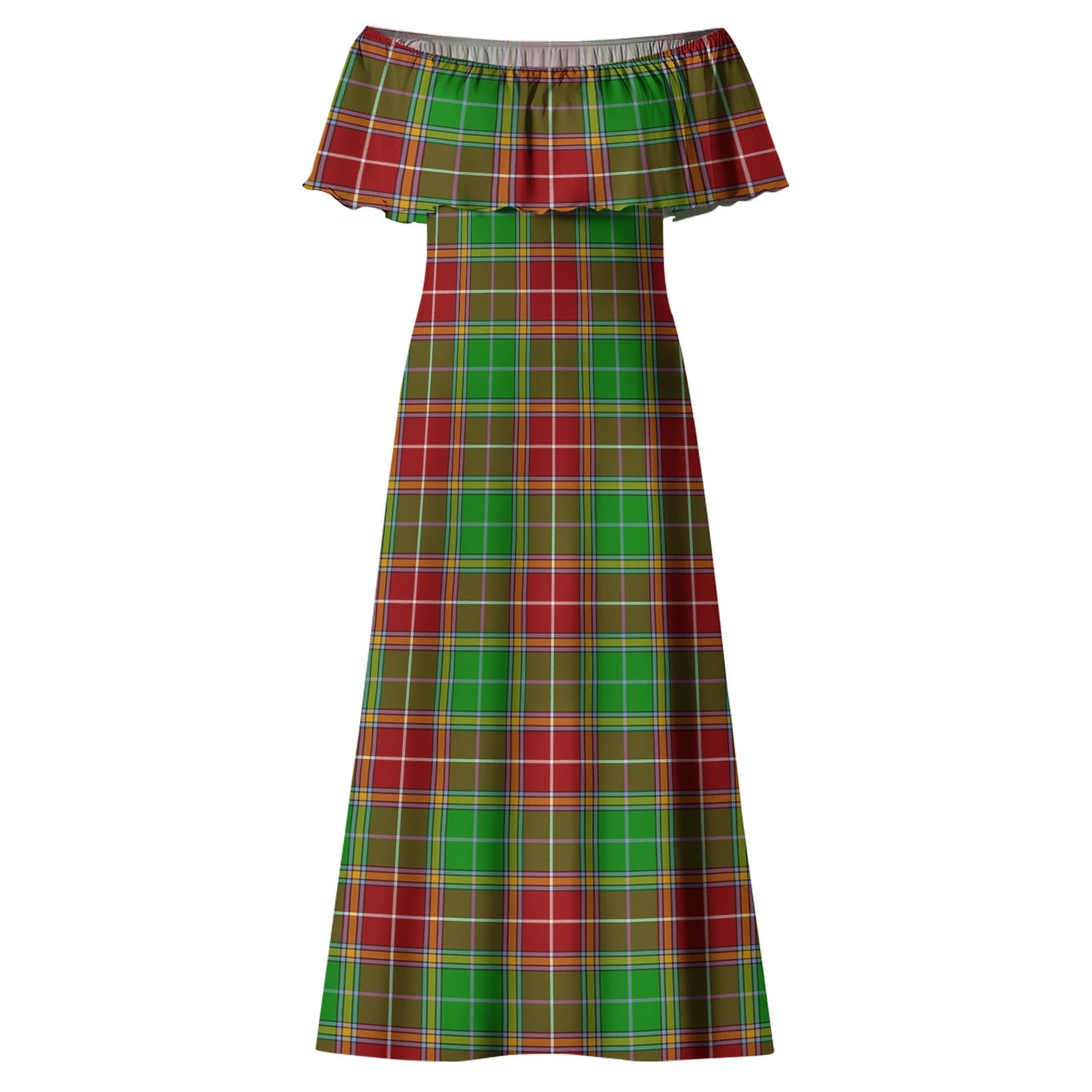 Baxter Modern Tartan Off Shoulder Long Dress - Tartanvibesclothing