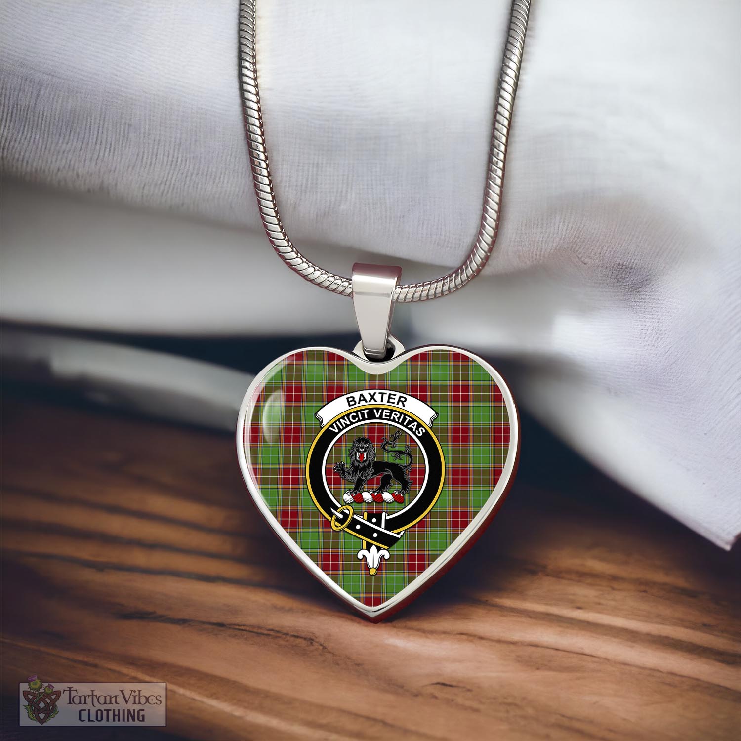 Tartan Vibes Clothing Baxter Modern Tartan Heart Necklace with Family Crest