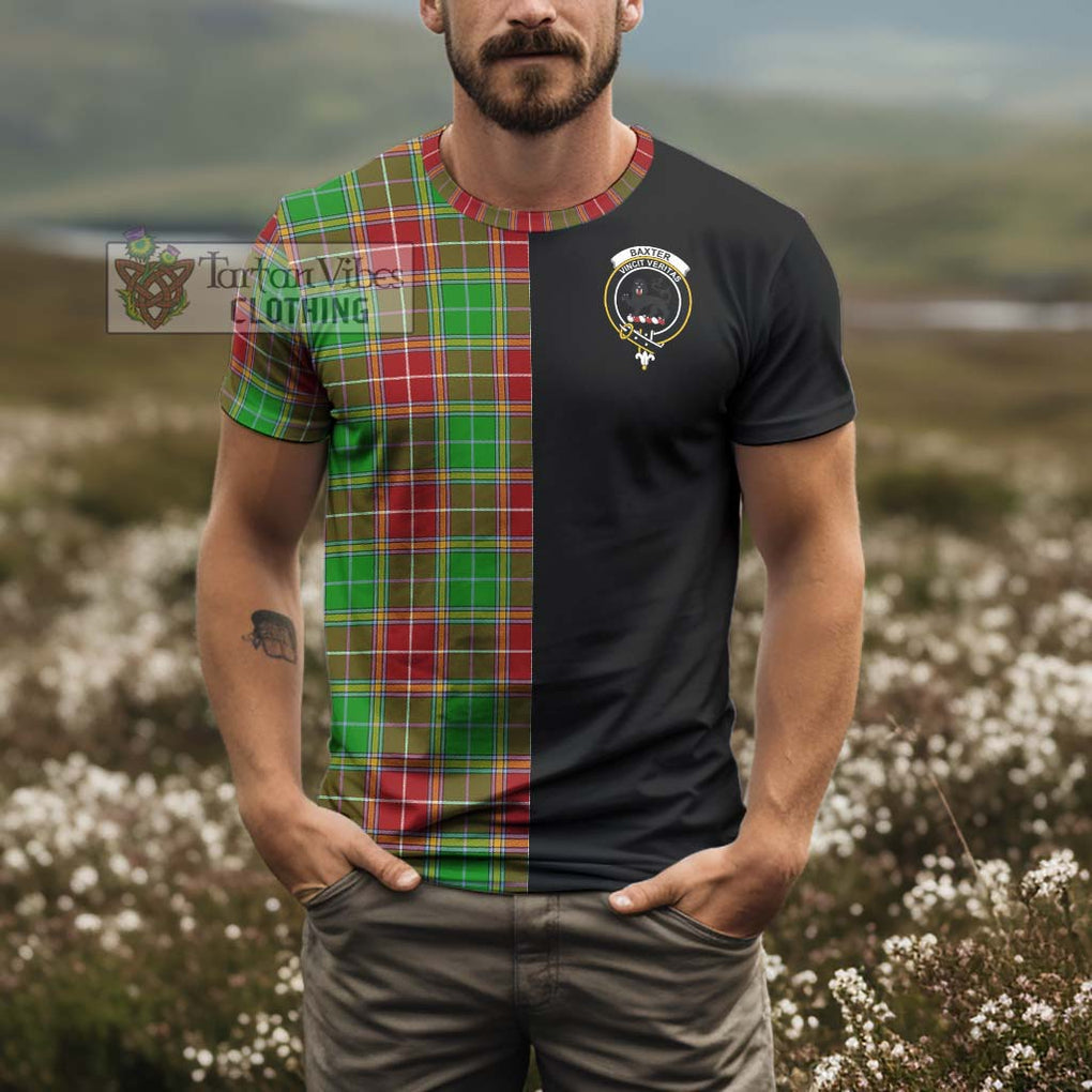 Baxter Modern Tartan T-Shirt with Family Crest and Half Of Me Style - Tartanvibesclothing Shop