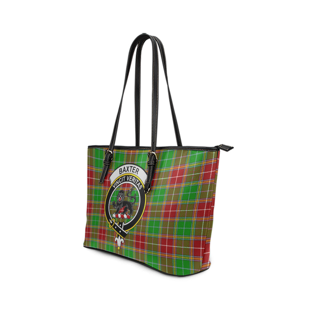 Baxter Modern Tartan Leather Tote Bag with Family Crest - Tartanvibesclothing