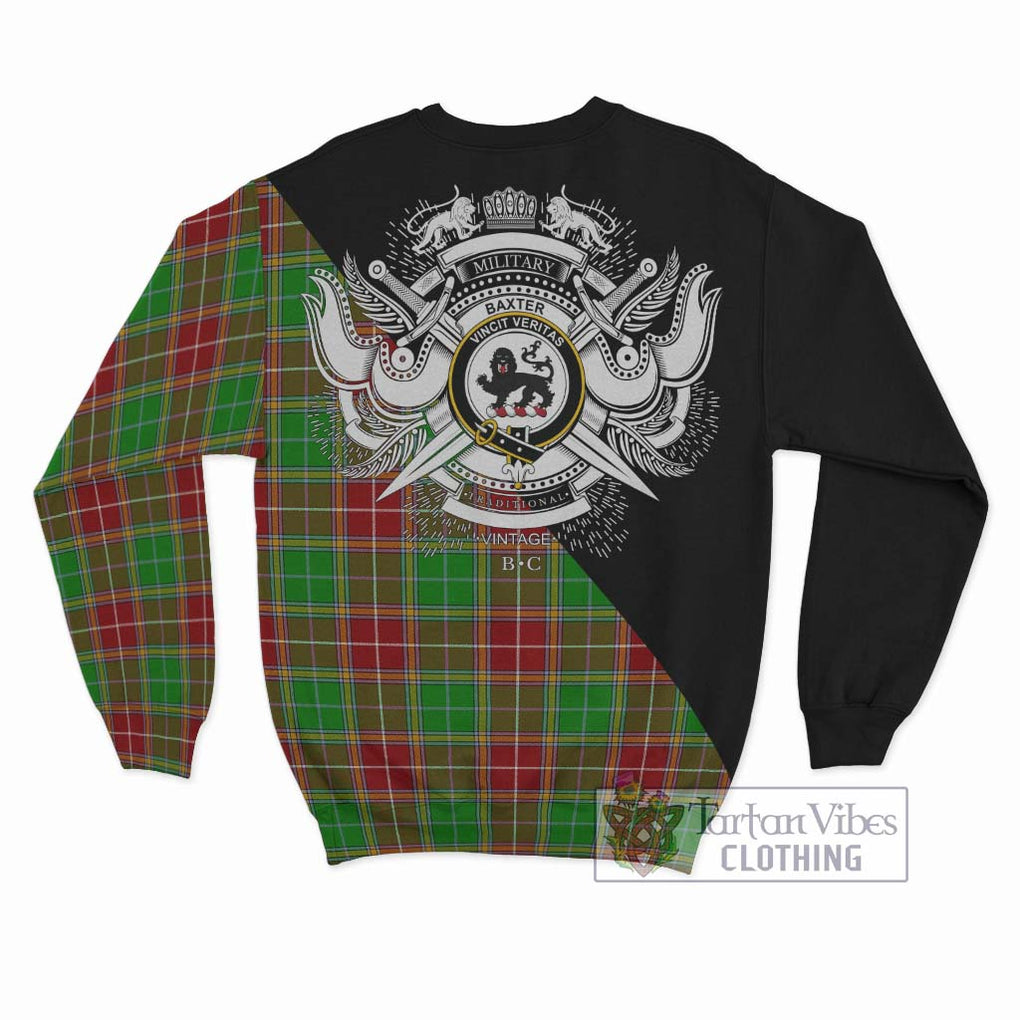 Baxter Modern Tartan Sweatshirt with Family Crest and Military Logo Style - Tartanvibesclothing Shop