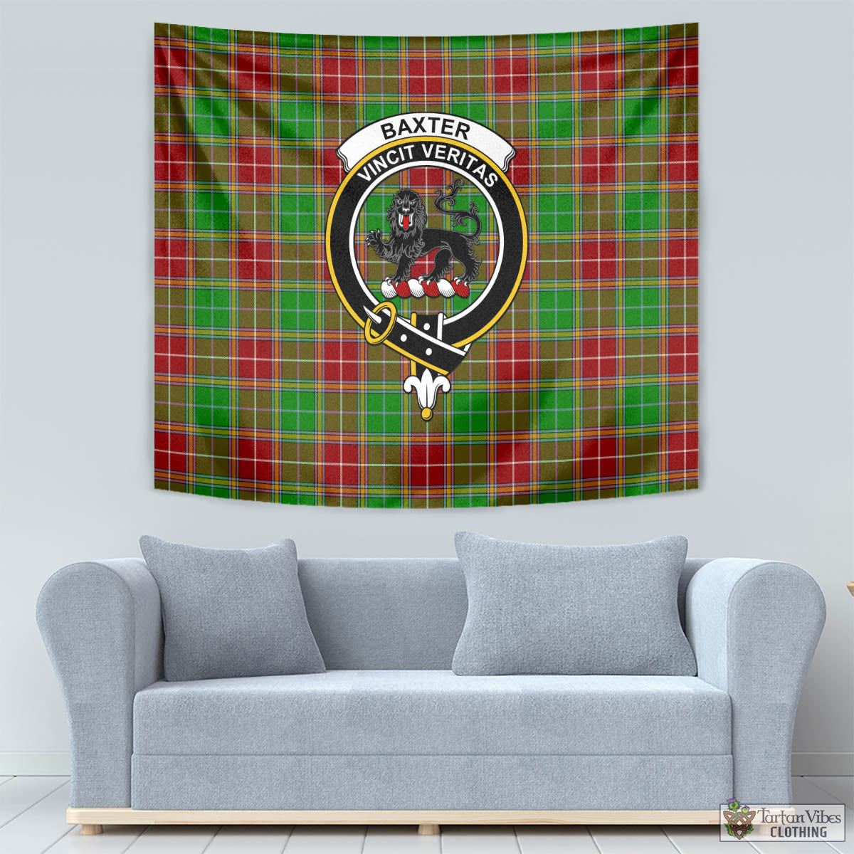 Tartan Vibes Clothing Baxter Modern Tartan Tapestry Wall Hanging and Home Decor for Room with Family Crest