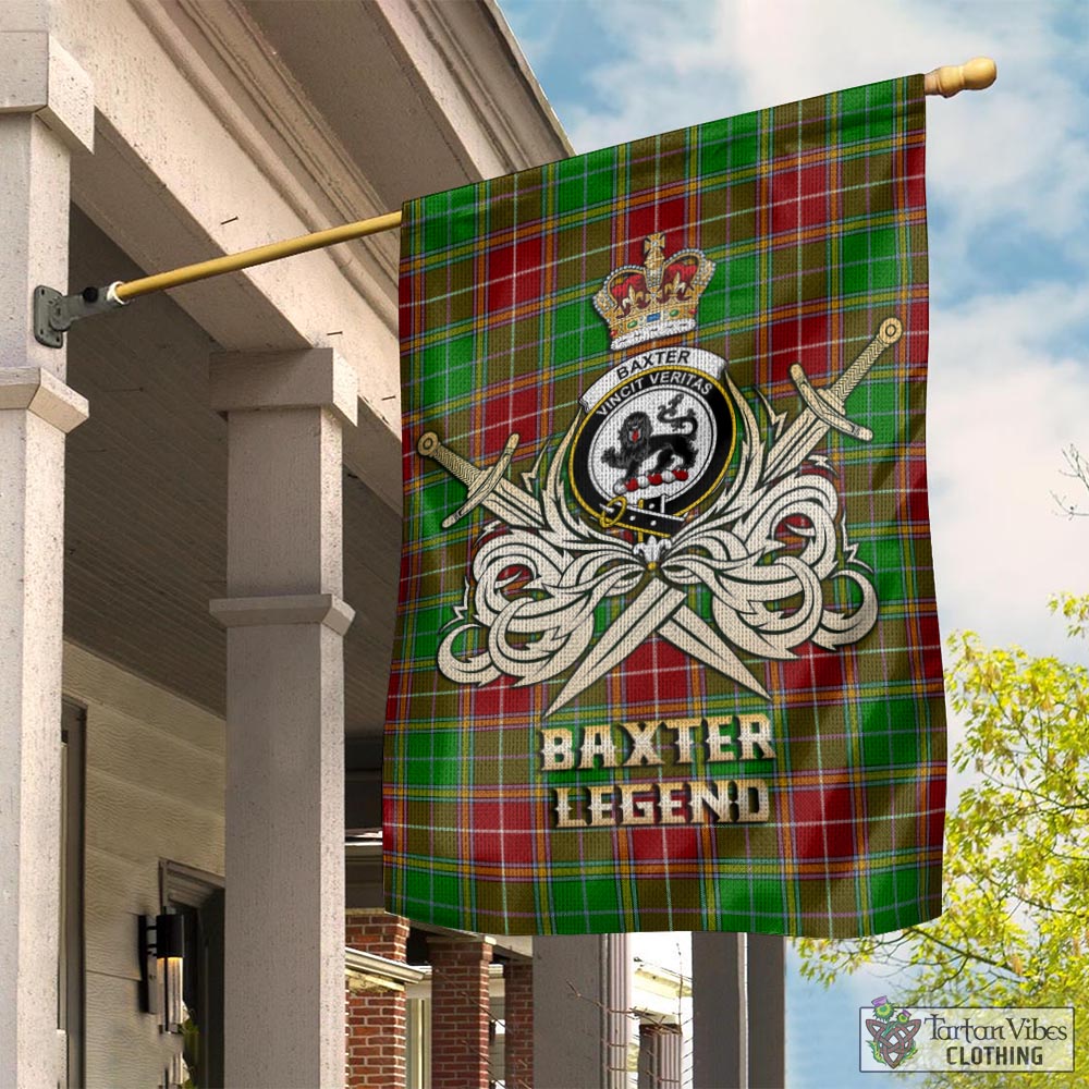 Tartan Vibes Clothing Baxter Modern Tartan Flag with Clan Crest and the Golden Sword of Courageous Legacy