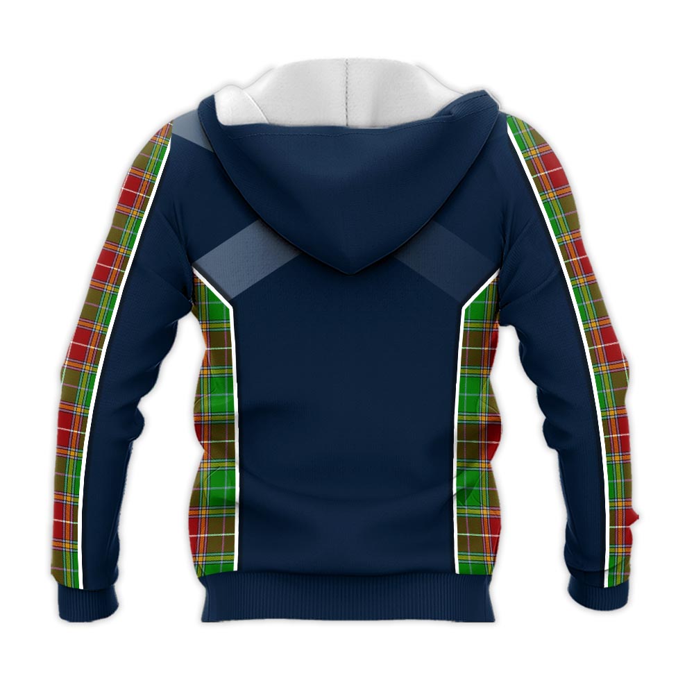 Tartan Vibes Clothing Baxter Modern Tartan Knitted Hoodie with Family Crest and Scottish Thistle Vibes Sport Style