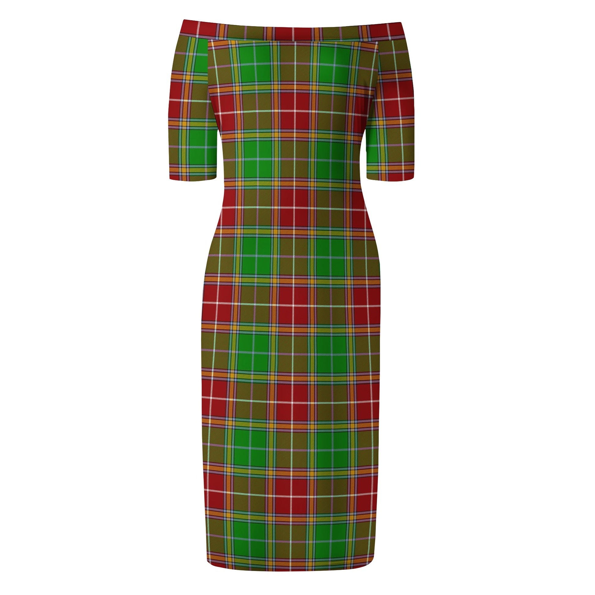 Baxter Modern Tartan Off Shoulder Lady Dress - Tartanvibesclothing