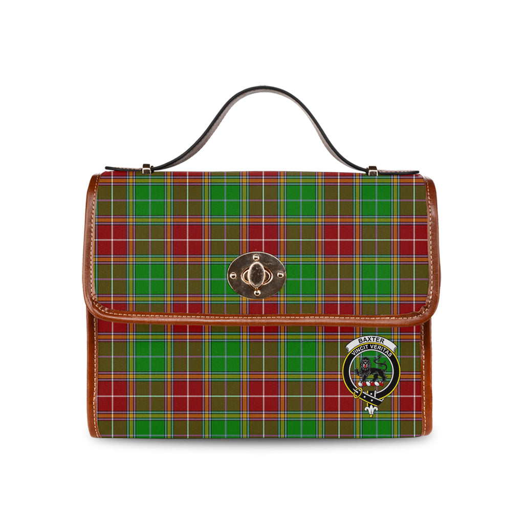 Baxter Modern Tartan Leather Strap Waterproof Canvas Bag with Family Crest - Tartanvibesclothing