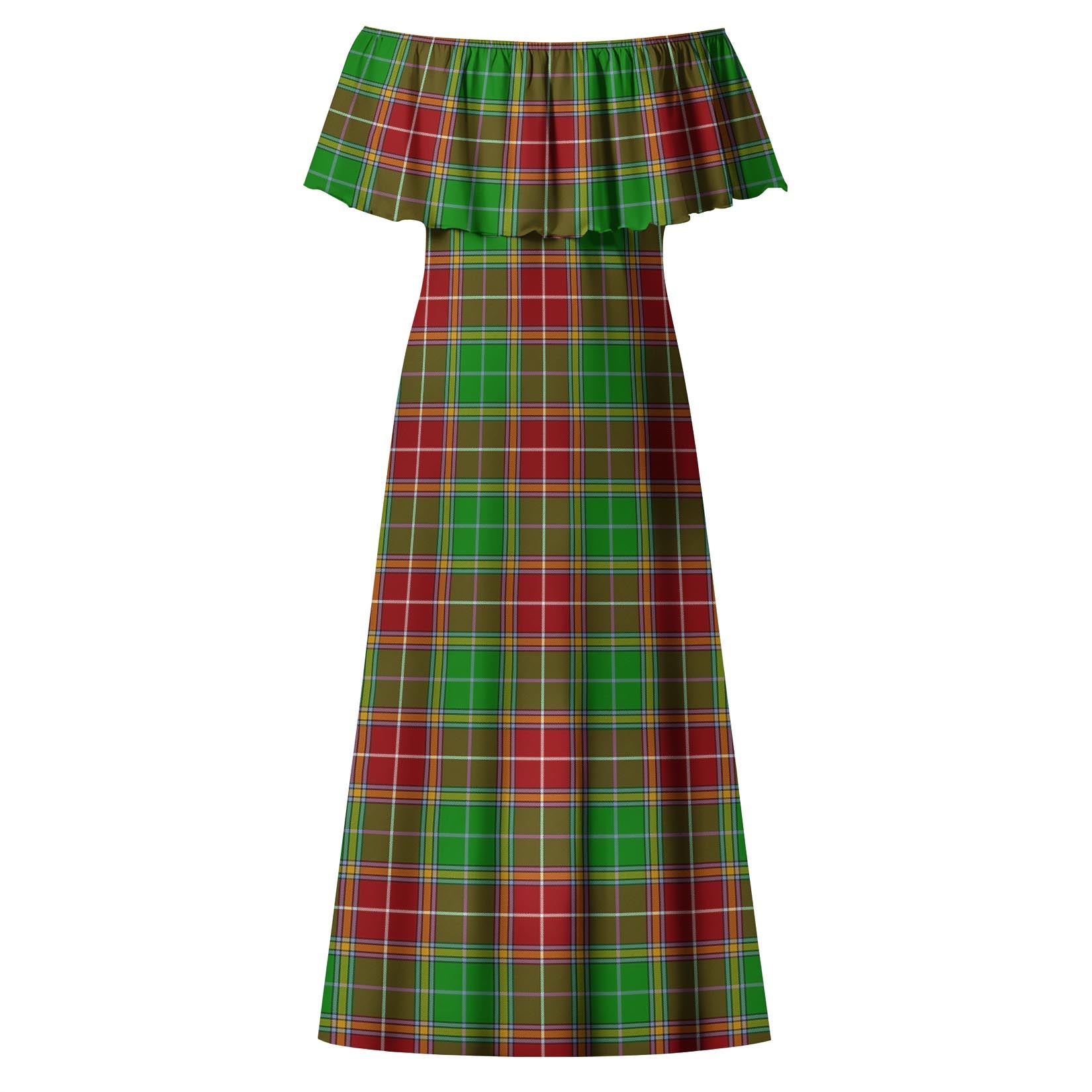 Baxter Modern Tartan Off Shoulder Long Dress - Tartanvibesclothing