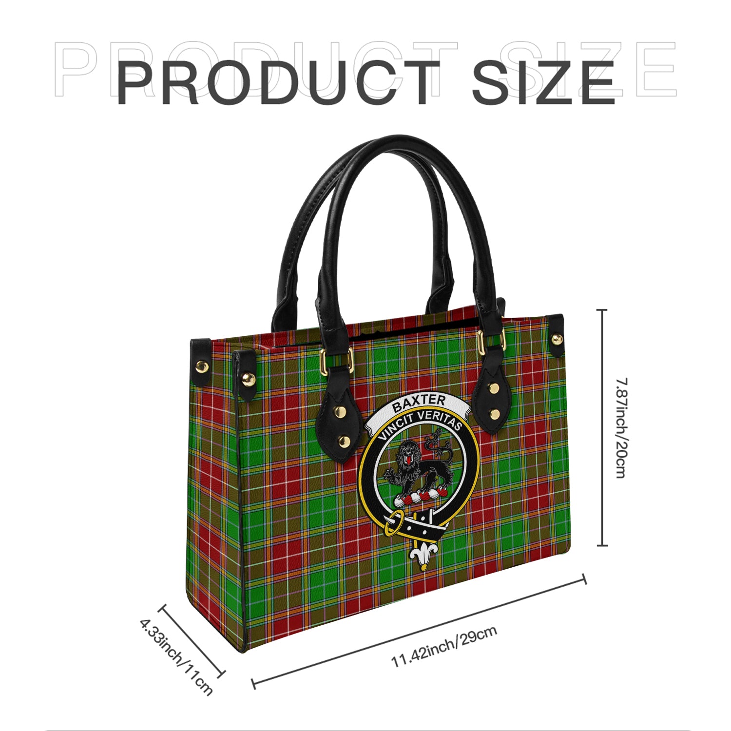 Baxter Modern Tartan Leather Bag with Family Crest - Tartanvibesclothing