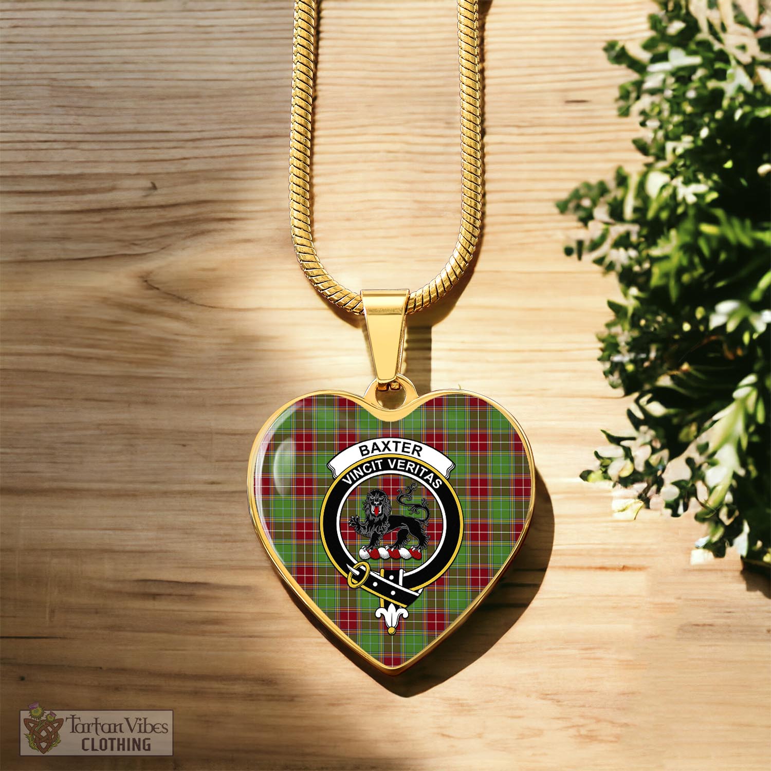 Tartan Vibes Clothing Baxter Modern Tartan Heart Necklace with Family Crest