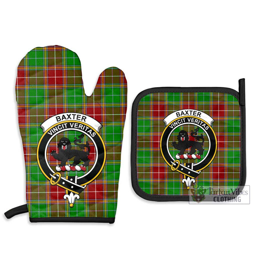 Baxter Modern Tartan Combo Oven Mitt & Pot-Holder with Family Crest Combo 1 Oven Mitt & 2 Pot-Holder Black - Tartan Vibes Clothing