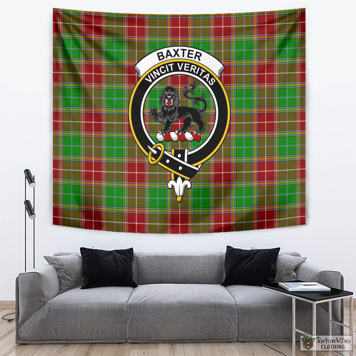 Tartan Vibes Clothing Baxter Modern Tartan Tapestry Wall Hanging and Home Decor for Room with Family Crest