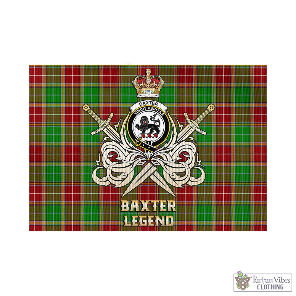 Tartan Vibes Clothing Baxter Modern Tartan Flag with Clan Crest and the Golden Sword of Courageous Legacy