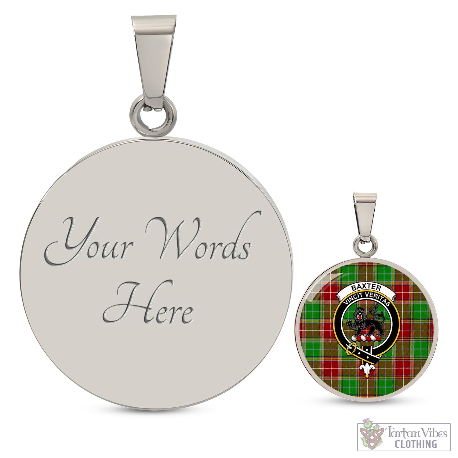 Tartan Vibes Clothing Baxter Modern Tartan Circle Necklace with Family Crest