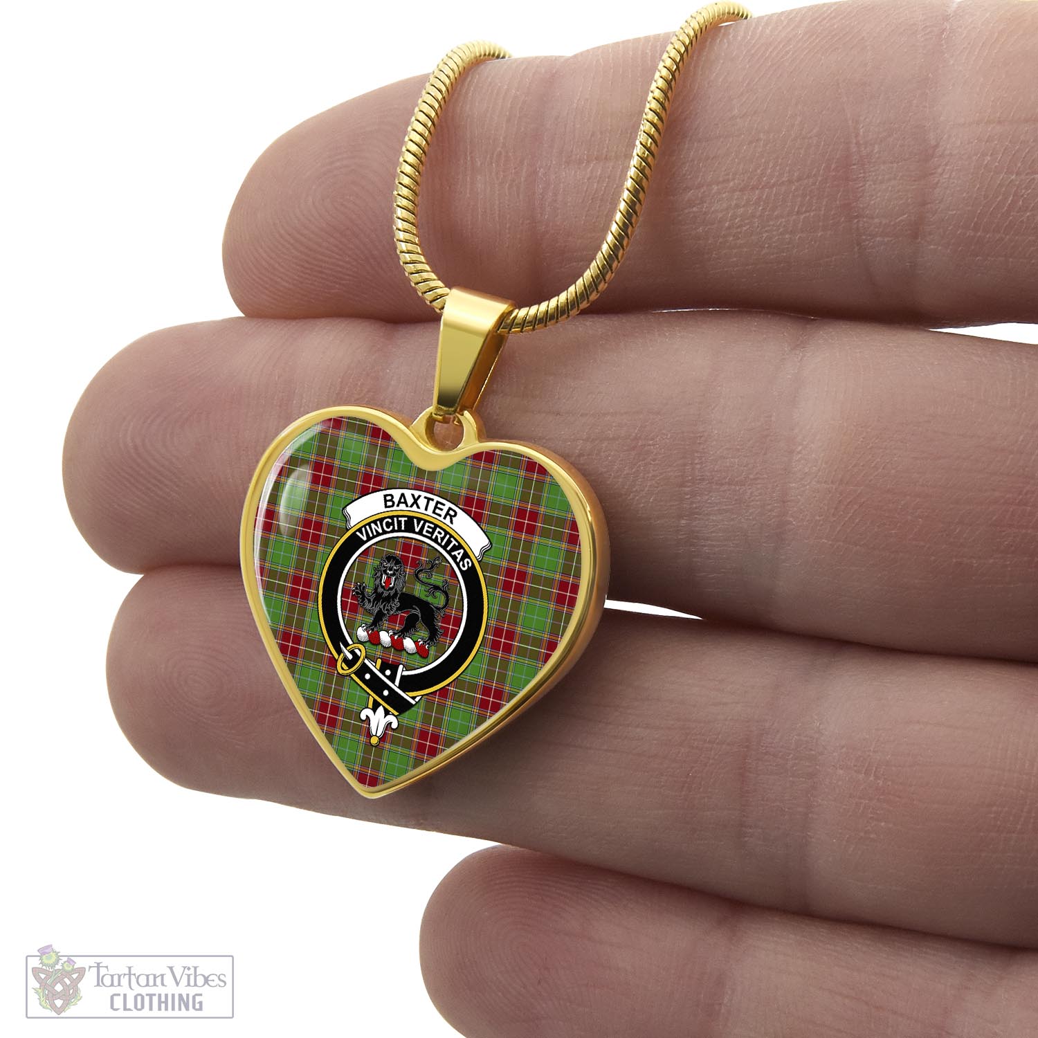 Tartan Vibes Clothing Baxter Modern Tartan Heart Necklace with Family Crest