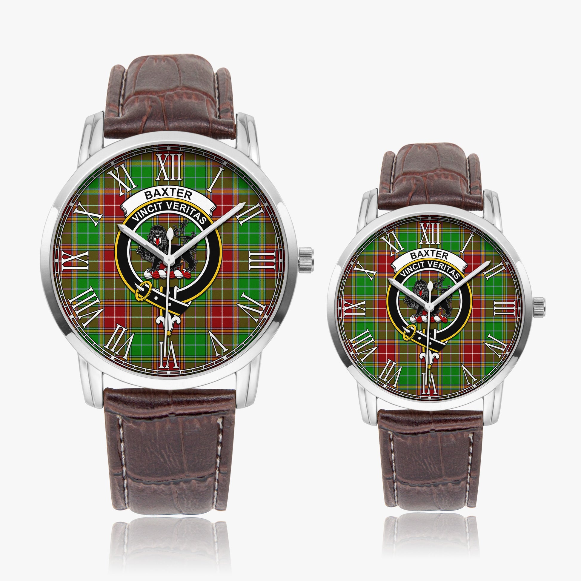 Baxter Modern Tartan Family Crest Leather Strap Quartz Watch - Tartanvibesclothing