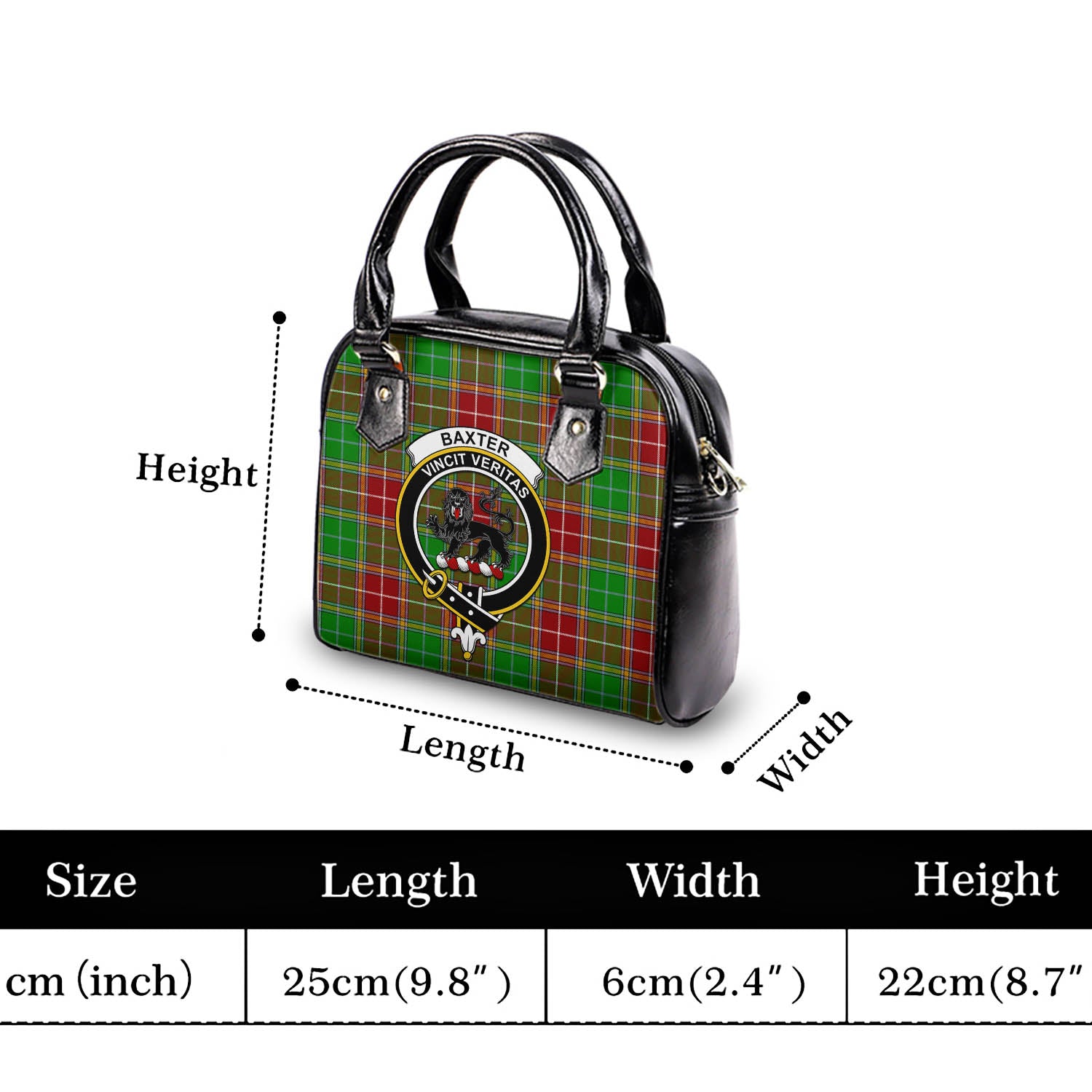 Baxter Modern Tartan Shoulder Handbags with Family Crest - Tartanvibesclothing