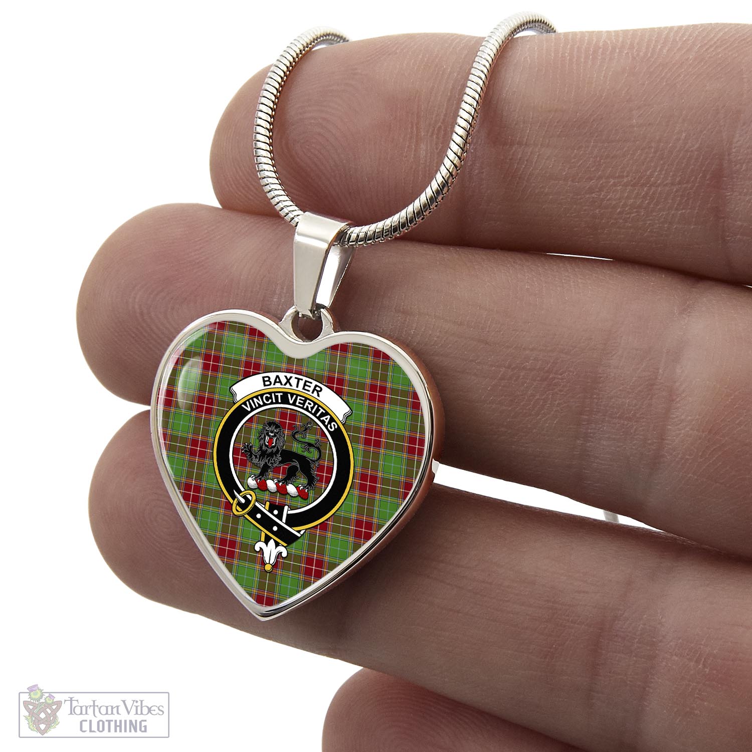 Tartan Vibes Clothing Baxter Modern Tartan Heart Necklace with Family Crest